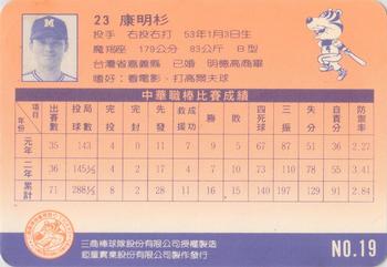 1992 Chu Tung Mercuries Tigers #19 Ming-Shan Kang Back