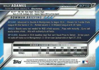 2016 Bowman Chrome - Prospects Black & Gold #BCP152 Willy Adames Back