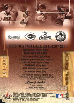 2002 Fleer Box Score - Bat Rack Quads #NNO Chipper Jones / Adam Dunn / Jeff Bagwell / Mo Vaughn Back