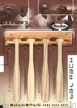 2002 Fleer Box Score - Bat Rack Quads #NNO Alex Rodriguez / Rafael Palmeiro / Bernie Williams / Alfonso Soriano Front
