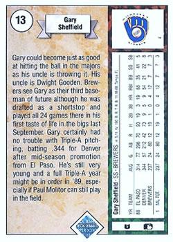 1989 Upper Deck #13 Gary Sheffield Back