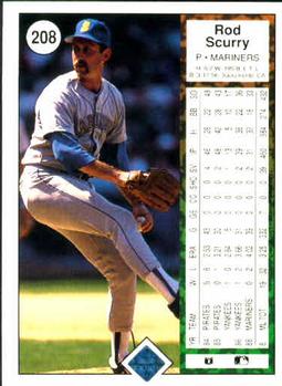 1989 Upper Deck #208 Rod Scurry Back
