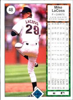 1989 Upper Deck #48 Mike LaCoss Back