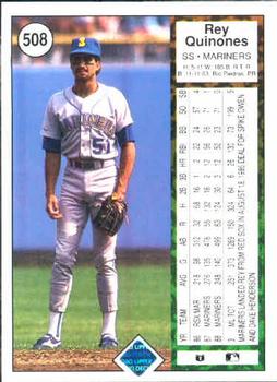 1989 Upper Deck #508 Rey Quinones Back