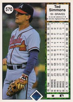 1989 Upper Deck #570 Ted Simmons Back