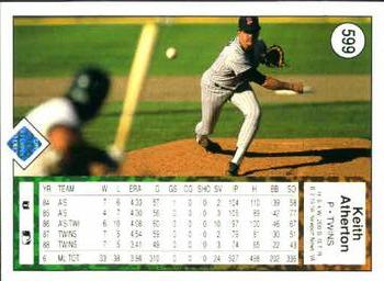 1989 Upper Deck #599 Keith Atherton Back
