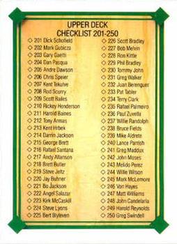 1989 Upper Deck #696 Checklist: 201-300 Front