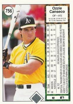 1989 Upper Deck #756 Ozzie Canseco Back