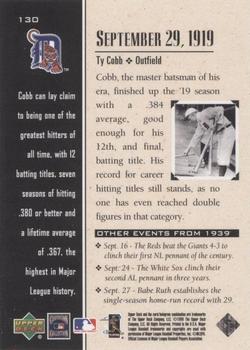1999 Upper Deck Century Legends #130 Ty Cobb Back