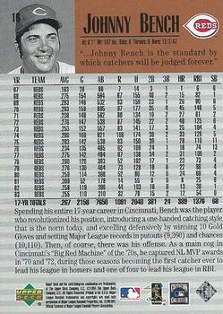 1999 Upper Deck Century Legends #16 Johnny Bench Back
