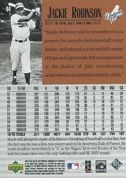 1999 Upper Deck Century Legends #44 Jackie Robinson Back