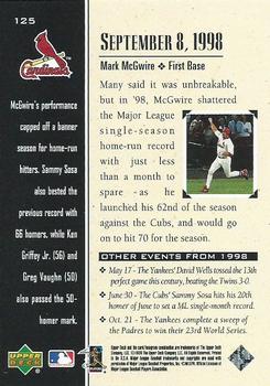 1999 Upper Deck Century Legends #125 Mark McGwire Back