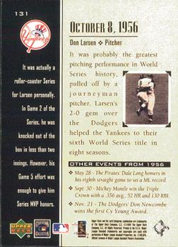 1999 Upper Deck Century Legends #131 Don Larsen Back