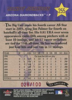 2002 Fleer Box Score - First Edition #255 Randy Johnson Back