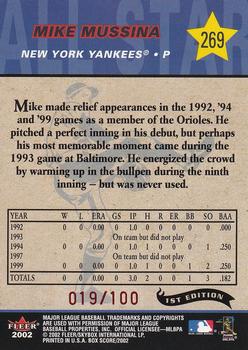 2002 Fleer Box Score - First Edition #269 Mike Mussina Back