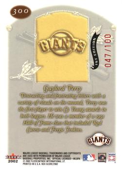 2002 Fleer Box Score - First Edition #300 Gaylord Perry Back