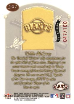 2002 Fleer Box Score - First Edition #301 Willie McCovey Back