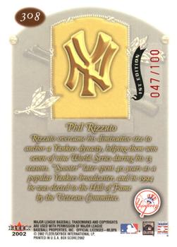 2002 Fleer Box Score - First Edition #308 Phil Rizzuto Back