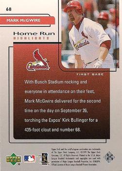 1999 Upper Deck Challengers for 70 #68 Mark McGwire Back