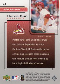 1999 Upper Deck Challengers for 70 #63 Mark McGwire Back