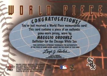 2002 Fleer Box Score - World Piece Game Used #NNO Magglio Ordonez Back