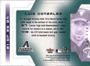 2002 Fleer E-X - Behind the Numbers #21 BN Luis Gonzalez  Back