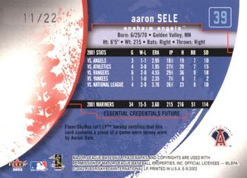 2002 Fleer E-X - Essential Credentials Future #39 Aaron Sele Back