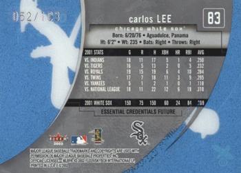 2002 Fleer E-X - Essential Credentials Future #83 Carlos Lee Back