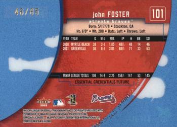 2002 Fleer E-X - Essential Credentials Future #101 John Foster Back