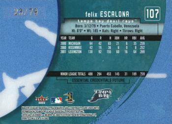 2002 Fleer E-X - Essential Credentials Future #107 Felix Escalona Back
