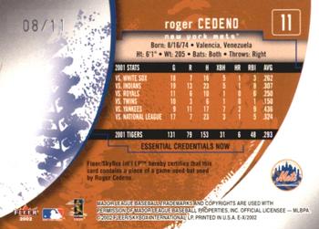 2002 Fleer E-X - Essential Credentials Now #11 Roger Cedeno Back