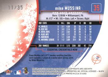 2002 Fleer E-X - Essential Credentials Now #35 Mike Mussina Back