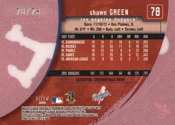 2002 Fleer E-X - Essential Credentials Now #78 Shawn Green Back
