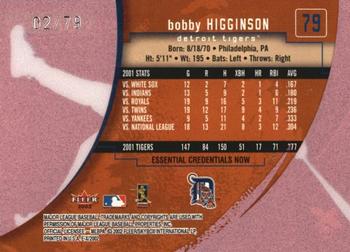 2002 Fleer E-X - Essential Credentials Now #79 Bobby Higginson Back