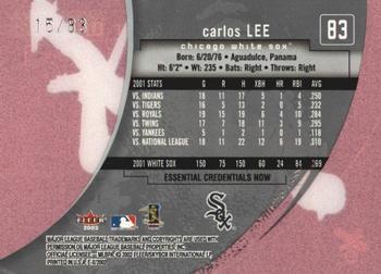 2002 Fleer E-X - Essential Credentials Now #83 Carlos Lee Back