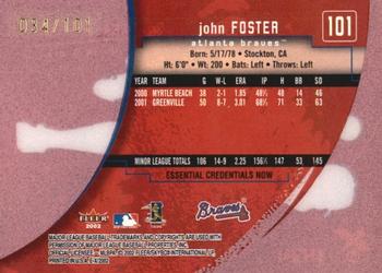 2002 Fleer E-X - Essential Credentials Now #101 John Foster Back