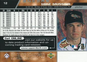 1999 Upper Deck Encore #12 Mike Mussina Back