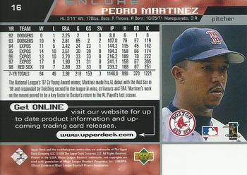 1999 Upper Deck Encore #16 Pedro Martinez Back