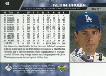 1999 Upper Deck Encore #48 Kevin Brown Back