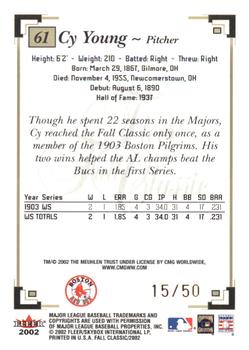 2002 Fleer Fall Classic - Championship Gold #61 Cy Young Back