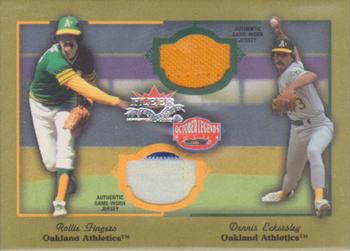 2002 Fleer Fall Classic - October Legends Game Used Dual #NNO Rollie Fingers / Dennis Eckersley Front