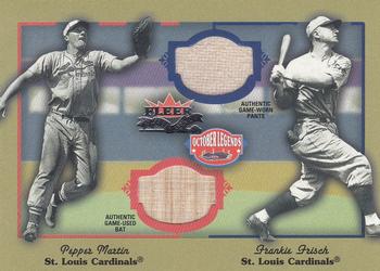 2002 Fleer Fall Classic - October Legends Game Used Dual #NNO Pepper Martin / Frank Frisch Front