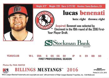 2016 Grandstand Billings Mustangs #NNO Lucas Benenati Back