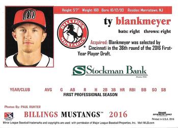 2016 Grandstand Billings Mustangs #NNO Ty Blankmeyer Back