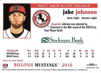 2016 Grandstand Billings Mustangs #NNO Jake Johnson Back