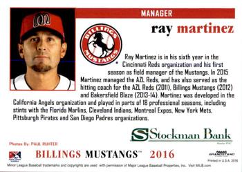 2016 Grandstand Billings Mustangs #NNO Ray Martinez Back