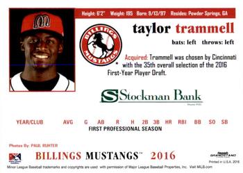 2016 Grandstand Billings Mustangs #NNO Taylor Trammell Back