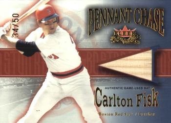 2002 Fleer Fall Classic - Pennant Chase Game Used Dual #NNO Carlton Fisk / Reggie Jackson Front