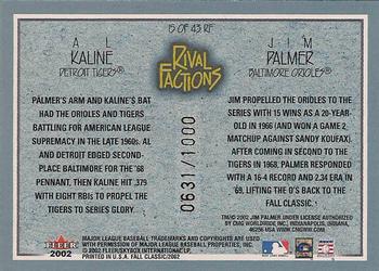 2002 Fleer Fall Classic - Rival Factions #15 RF Al Kaline / Jim Palmer Back
