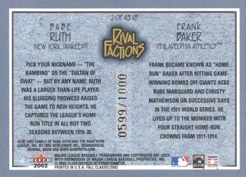 2002 Fleer Fall Classic - Rival Factions #2 RF Frank Baker / Babe Ruth Back